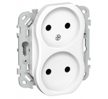 FLITE Розетка 2-ая без заземления без шторок быстрозажимные клеммы 10А РС02-1-ФлБ белый  FI-R20-10-1-K01  IEK