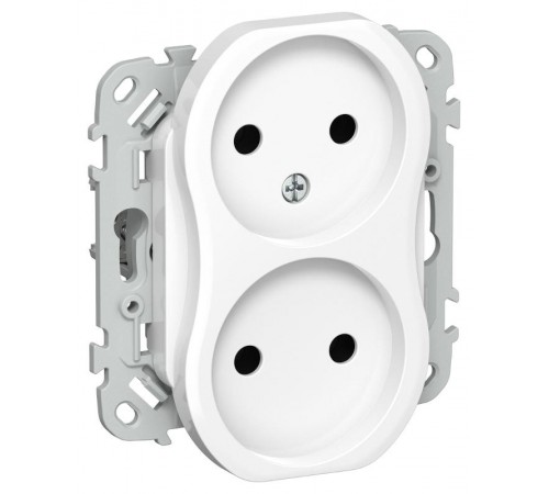 FLITE Розетка 2-ая без заземления без шторок быстрозажимные клеммы 10А РС02-1-ФлБ белый  FI-R20-10-1-K01  IEK