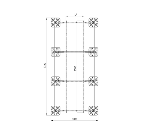 Опорная конструкция для установки оборудования TECHNORAPTOR FOOT 1500х3500  KM-TR-F-SSEI-1500-3500  КМ - профиль