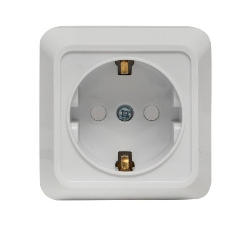 Рим Розетка 1-местная 16А с заземлением белая с защ. штор. EKF  ENR16-028-100  EKF