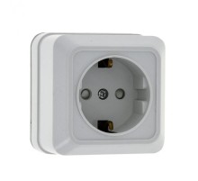 Рим Розетка 1-местная 16А с заземлением белая с защ. штор. EKF  ENR16-028-100  EKF