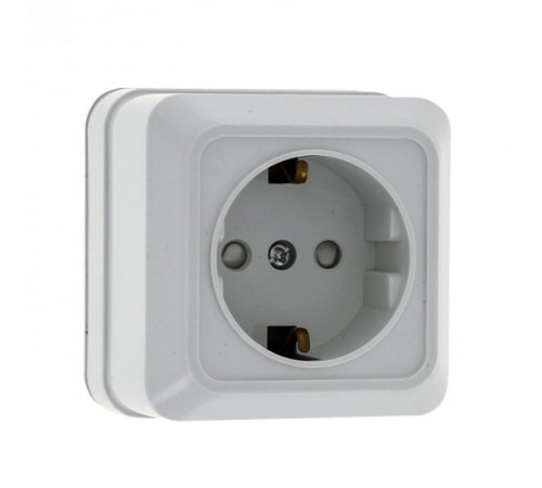 Рим Розетка 1-местная 16А с заземлением белая с защ. штор. EKF  ENR16-028-100  EKF