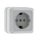 Рим Розетка 1-местная 16А с заземлением белая с защ. штор. EKF  ENR16-028-100  EKF