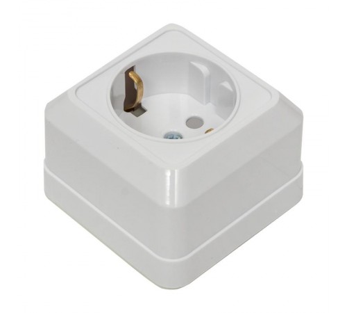 Рим Розетка 1-местная 16А с заземлением белая с защ. штор. EKF  ENR16-028-100  EKF