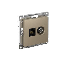 AtlasDesign Шампань Розетка 2-ая комп+TV, RJ45+TV, кат.5E, механизм  ATN000589  SE