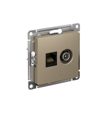 AtlasDesign Шампань Розетка 2-ая комп+TV, RJ45+TV, кат.5E, механизм  ATN000589  SE