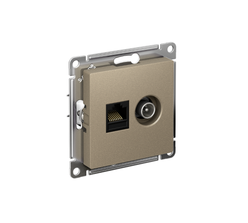 AtlasDesign Шампань Розетка 2-ая комп+TV, RJ45+TV, кат.5E, механизм  ATN000589  SE