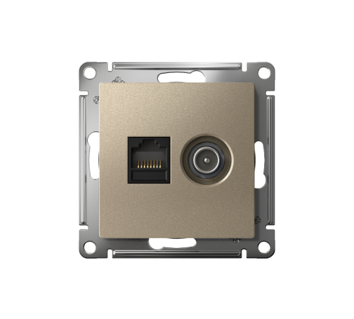 AtlasDesign Шампань Розетка 2-ая комп+TV, RJ45+TV, кат.5E, механизм  ATN000589  SE