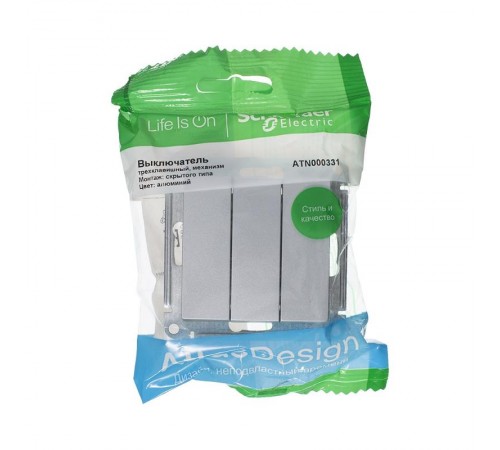 AtlasDesign Алюминий Выключатель 3-клавишный сх.1+1+1, 10АХ, механизм  ATN000331  SE