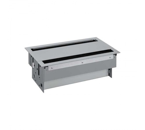 Simon S400 Двухсторонний Врезной розеточный блок с крышкой, ввод щетка, 6x2P+E, 6 пустых модулей, алюминий,S400  46603000-133  Simon