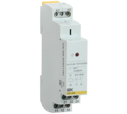 Промежут. реле.OIR 2 конт (8А). 110 В AC/DC  OIR-208-ACDC110V  IEK