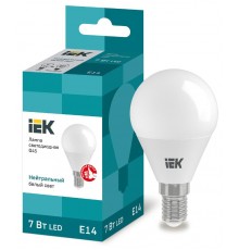 Лампа светодиодная LED 7Вт Е14 220В 4000К G45 шар  LLE-G45-7-230-40-E14  IEK