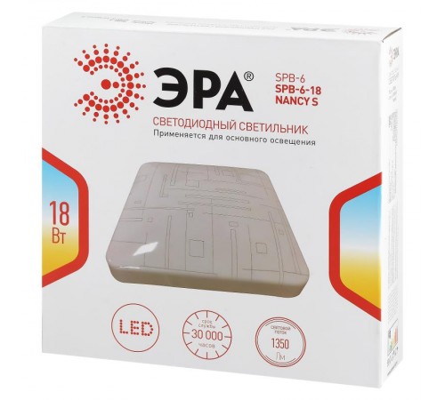 Светильник светодиодный декоративный бытовой Классик без ДУ SPB-6-18 Nancy S без ДУ квадратный  Б0051092  ЭРА