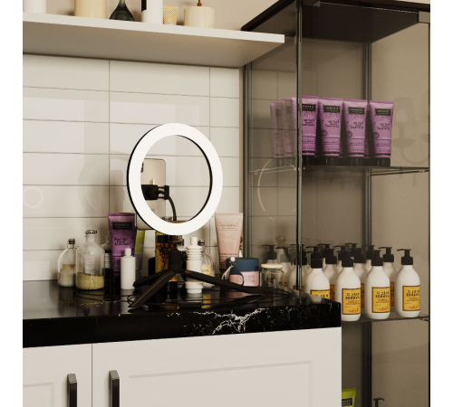 Светильник кольцевой 14W 700lm 3000-6500K 5V USB IP20 260*23мм черный дим пульт LED 1/20  RL002  Gauss