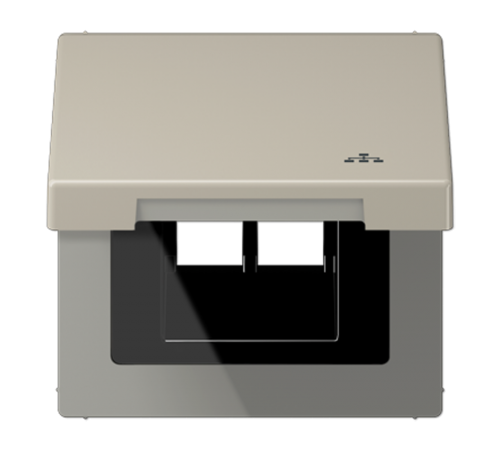 Накладка и крышка для двойных UAE розеток с символом "сеть"; металл; нержавеющая сталь  ES2990KLLAN  Jung