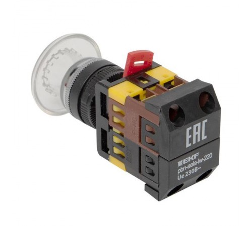 Кнопка AELA-22 "Грибок" белая с подсветкой NO+NC 220В EKF PROxima  pbn-aela-1w-220  EKF