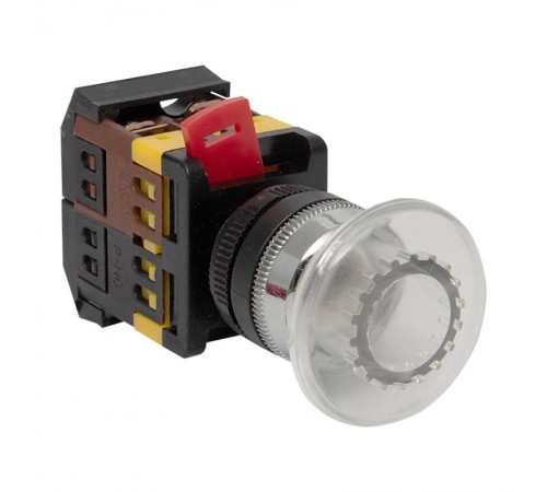 Кнопка AELA-22 "Грибок" белая с подсветкой NO+NC 220В EKF PROxima  pbn-aela-1w-220  EKF