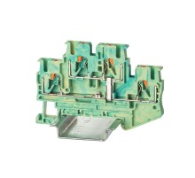 Клемма заземления двухуровневая, зажим push-in, 4 точки подключения, 2.5 кв.мм  VPRTT-2.5-PE-YG  DKC