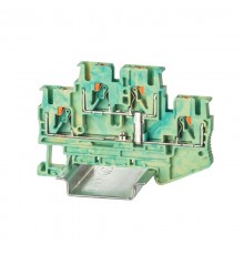 Клемма заземления двухуровневая, зажим push-in, 4 точки подключения, 2.5 кв.мм  VPRTT-2.5-PE-YG  DKC