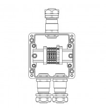 Взрывозащищенная клеммная коробка из полиэстера TBE-P-03-(4xCBC.4-1xTEO.4)-2xKAEPM3MHK-20(A)-1xKAEPM3MHK-20(C)1Ex e IIC Т5 Gb / Extb IIIC T95°C Db IP6