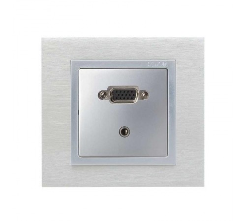 Simon 82 Накладка для коннектора VGA HD15, "мама" + мини-джек 3,5 мм, S82, S82N, алюминий  8200091-033  Simon