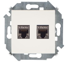 Simon 15 Сл. кость Розетка компьютерная двойная RJ45 кат.6а (АМР, FTP)  1591564-031  Simon