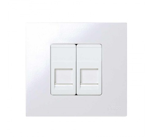 Simon 27 Адаптер со шторками на 1 коннектор AMP (UTP, FTP, RJ12), узкий модуль, S27, белый  27087-34  Simon