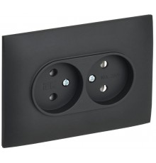 SKANDY Розетка 2-местная без з/к/ш 10А в сб. SK-R10G графит  SK-R20-10-K53-F  IEK