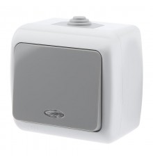 5-102-03 Выключатель с подсветкой, 10А-250В, IP54, ОУ, Atlantic, серый  Б0050941  Intro