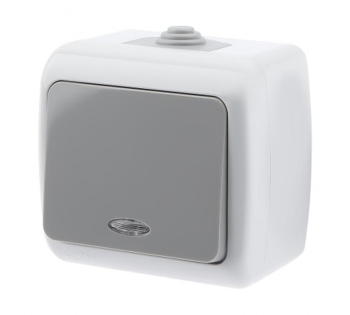 5-102-03 Выключатель с подсветкой, 10А-250В, IP54, ОУ, Atlantic, серый  Б0050941  Intro