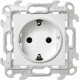 Simon 24 Белый Розетка 2К+З Schuko со шторками  2450432-030  Simon
