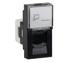 Розетка модульная компьютерная RJ-45 45х22,5мм чернаяАДЛ 13-902-ЧРувинил