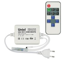 Контроллер для управления LED одноцветными ULS-2835 лентами 220В, ULC-N11-DIM WHITE 1 выход, 600Вт, с пультом ДУ ИК  UL-00002277  Uniel