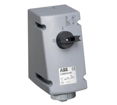 Розетка для тяжелых условий с выключателем и механической блокировкой 416MVS1WH, 16A, 3P+N+E, IP67, 1ч  2CMA163270R1000  ABB