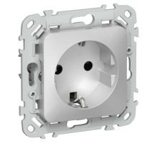 FLITE Розетка с заземлением со шторками 16А РСш11-0-ФлА алюминий  FI-R14-16-K47  IEK