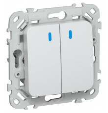 FLITE Выключатель 2-клавишный кнопочный с индикацией 10А ВС12-2-1-ФлЖ жемчуг  FI-V24-1-10-1-K36  IEK