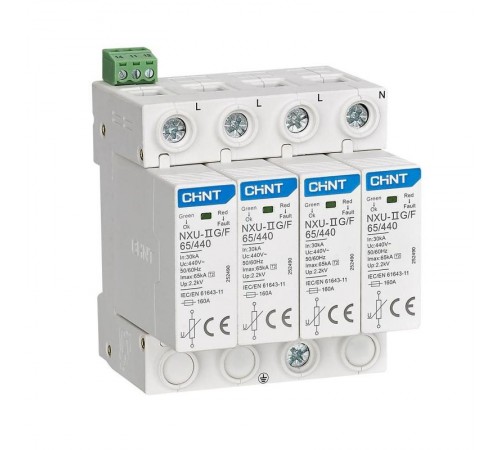 Ограничитель имп. перенапр. NXU-IIG/F 4P In=25kA Uc=440B Im=65kA (R)  252490  CHINT