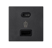 Simon Connect Зарядное устройство USB A+C 18W, 230В~, графит, K45, Connect  K126F-14  Simon