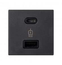 Simon Connect Зарядное устройство USB A+C 18W, 230В~, графит, K45, Connect  K126F-14  Simon