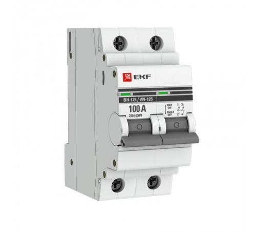 Выключатель нагрузки модульный ВН-125, 2P 100А EKF PROxima  SL125-2-100-pro  EKF (замена - S1252100)