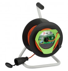 Удлинитель силовой  RP-1-2x0.75-30m на пластиковой катушке без заземления 1 розетка 30м ПВС 2х0,75мм2   Б0059768  ЭРА