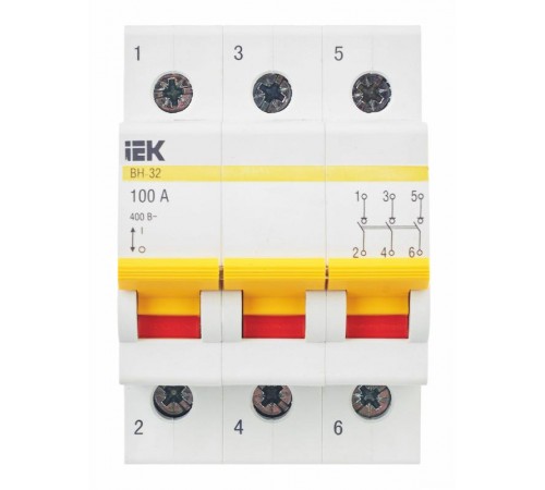 Выключатель нагрузки модульный (мини-рубильник) ВН-32 3Р 100А  MNV10-3-100  IEK