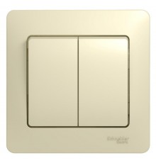 Glossa Бежевый Выключатель 2-клавишный, сх.5, 10АХ (в сборе с рамкой)  GSL000252  SE