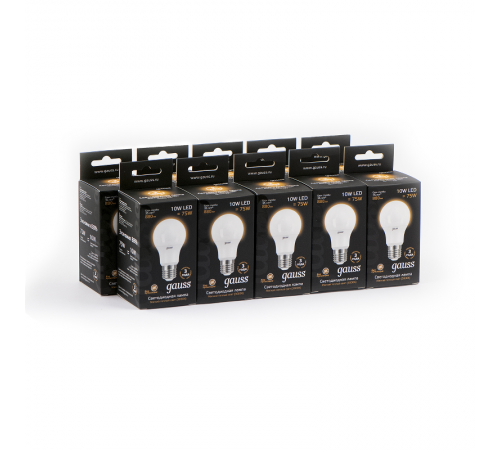 Лампа светодиодная LED 10Вт E27 220В 3000К A60  102502110  Gauss
