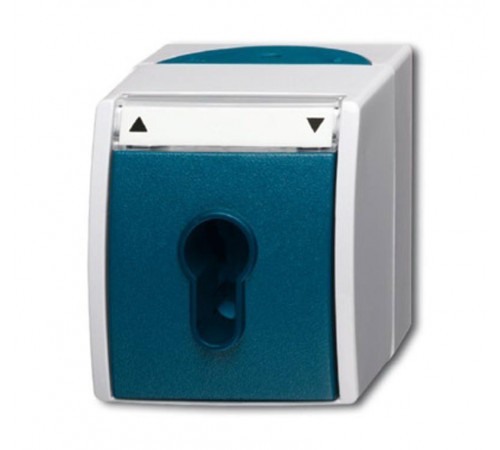 Выключатель жалюзи с ключом (для замка) 2-полюсный, IP44, серия ocean, цвет серый/сине-зелёный  1101-0-0916   2CKA001101A0916  ABB
