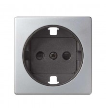 Simon 82 Накладка на розетку двухполюсную с заземляющим контактом, с защитными шторками, S82, S82N, алюминий-  82041-33  Simon