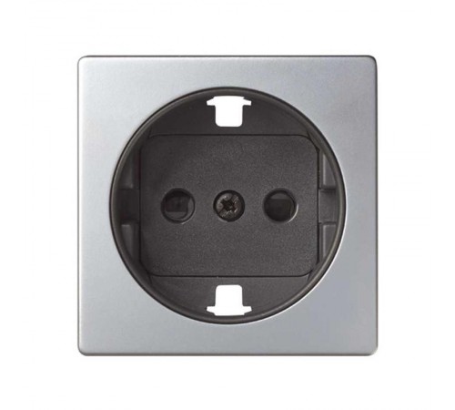 Simon 82 Накладка на розетку двухполюсную с заземляющим контактом, с защитными шторками, S82, S82N, алюминий-  82041-33  Simon