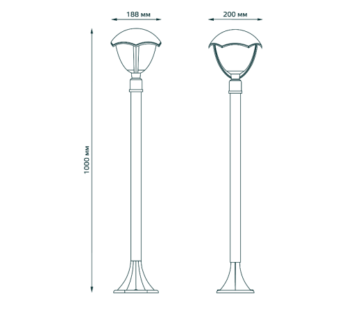 Светильник садово-парковый Aura столб 200*200*1000mm, 170-240V / 50Hz, 1xE27, Max.60W, IP54  GD030  Gauss
