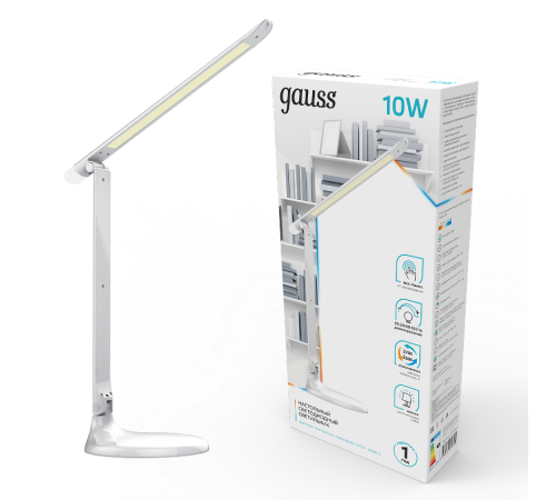 Светильник настольный GTL204 10W 550lm 2700-6500K 170-265V белый диммируемый + ночник LED 1/10/30  GT2041  Gauss
