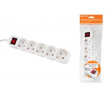 Удлинитель бытовой  У05В выключатель, 5 гнезд, 1,5метра, с заземлением, ПВС 3х1мм2  16А/250В   SQ1303-0120  TDM